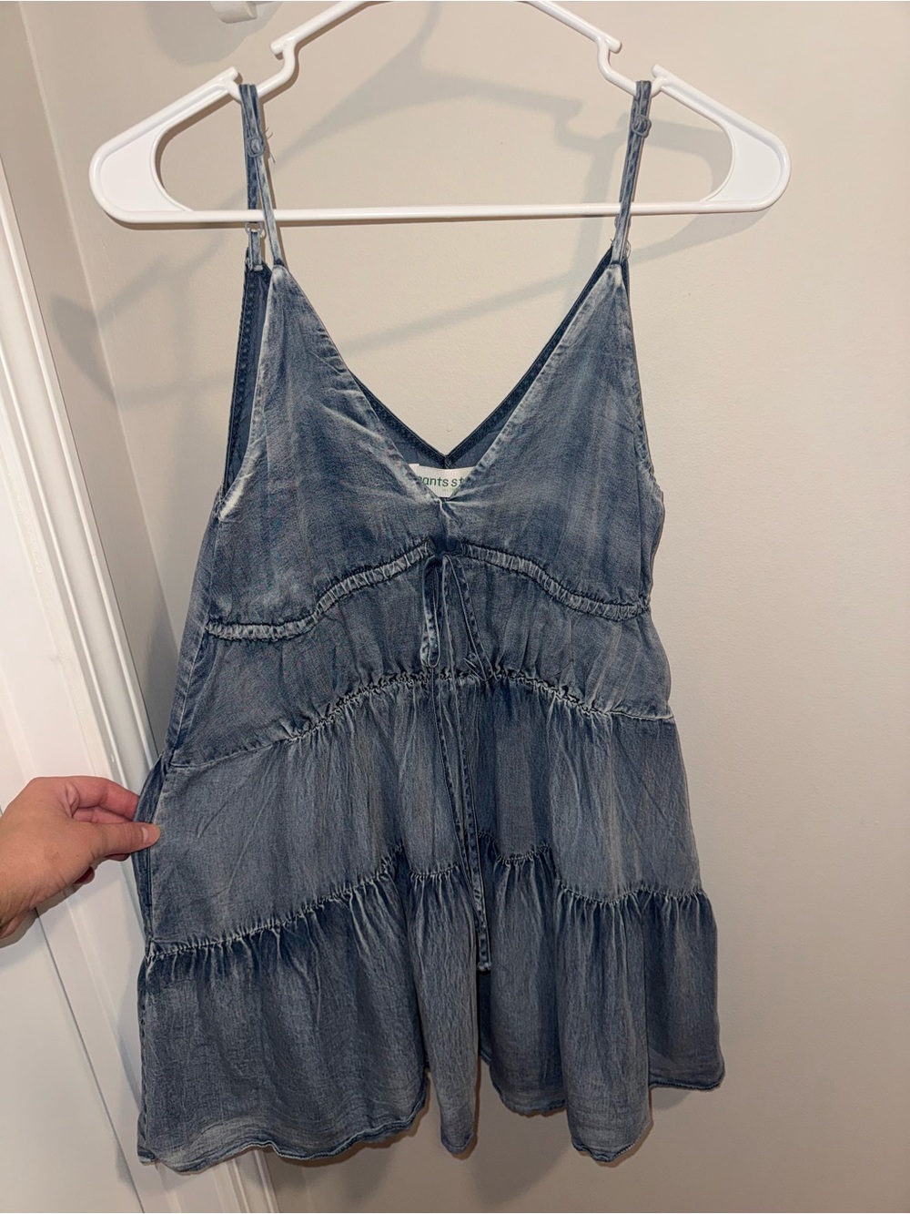 soft denim tiered tank dress